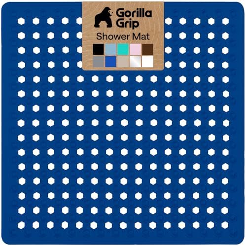 GORILLA GRIP Square Shower Stall Mat, Bathtub Floor Mat, 21x21 Royal Blue by GorillaGrip