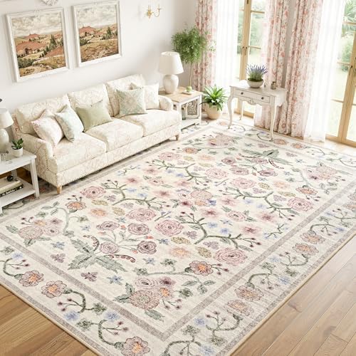 Maxsoft 4x6 Pink Floral Large Area Rug Modern - Image 2