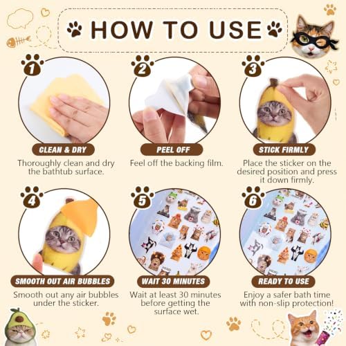 Fullhawl 30 Pcs Cat Non Slip Shower Stickers, Cute Bathtub Safety - Image 3