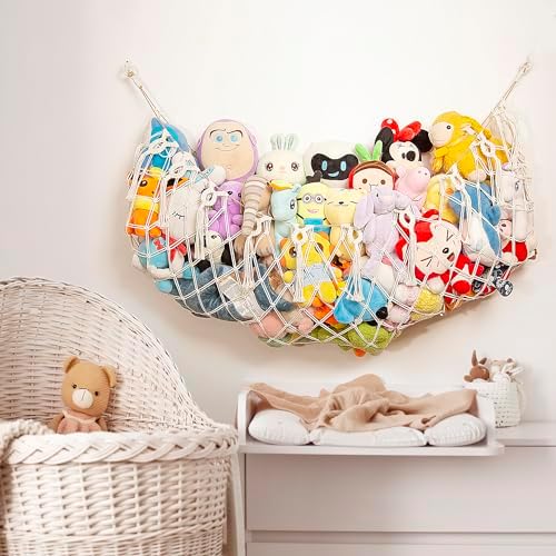 Amdermi Stuffed Animal Hammock Corner Wall, Boho Macrame Plush Toy Net - Image 2