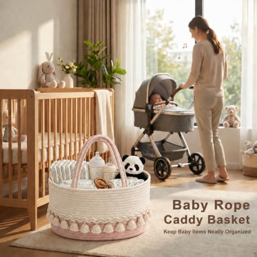 Baby Diaper Caddy Organizer, Portable Nursery Storage Basket - Image 3