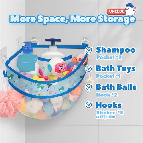 UNEEDE 4.32 Gallons Dinosaur Print Corner Bath Toy Storage - Image 3