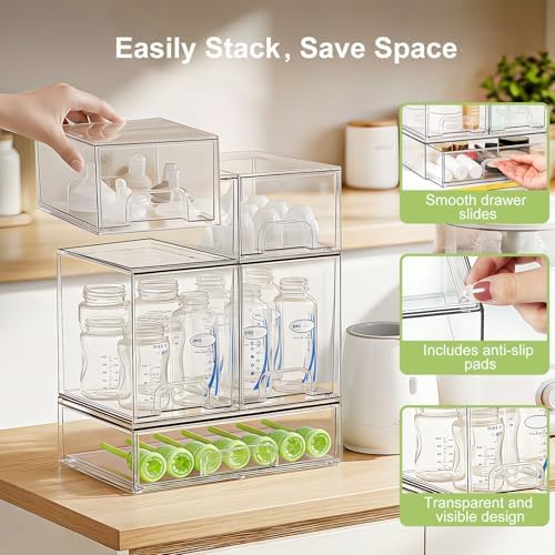 Bottle Storage Organizer Baby: Acrylic Stackable Storage Drawers - Image 5
