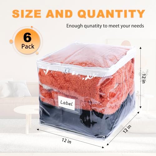 Clear Zippered Plastic Clothes Storage Bags, 6 Pack - Image 2