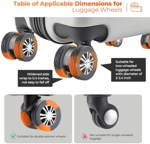 8Pcs Upgrade Luggage Wheel Covers, Travel Accessories - Image 3