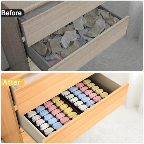 joyoldelf Sock Drawer Organizer Divider 2 Packs Underwear Organizer, 24 Cell - Image 6