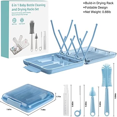 Bottle Brush Set -Baby Travel Essential-6 in 1 Bottle Cleaner Kit - Image 2