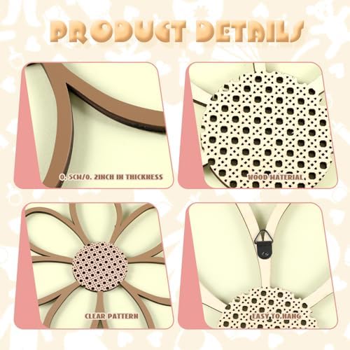 Thyle 6 Pcs Daisy Wall Decor Wooden Flower - Image 4