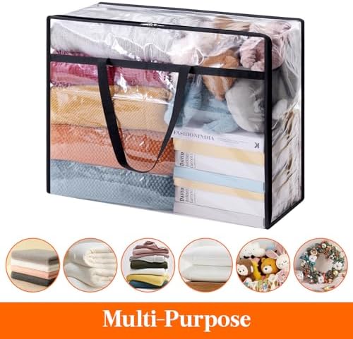 Lifewit 95L Clear Clothes Storage Bags, Plastic Foldable Blanket Storage Bag - Image 5