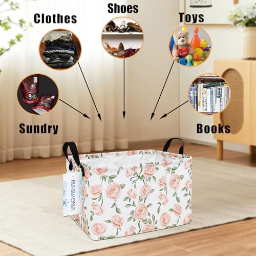 Rectangular Collapsible Champagne Rose Storage Basket Nursery Organizer - Image 4
