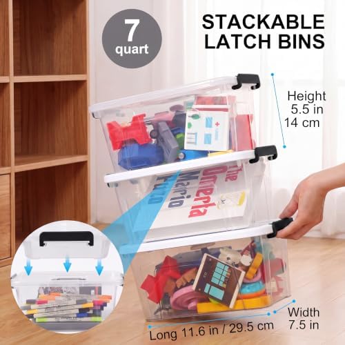 Storage Bins with Lids, 7Qt Clear Stackable Storage Containers With Lids Buckle - Image 7