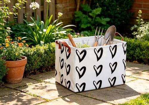 CLOCOR Heart Rectangular Storage Bin, Collapsible Waterproof Books Box - Image 3