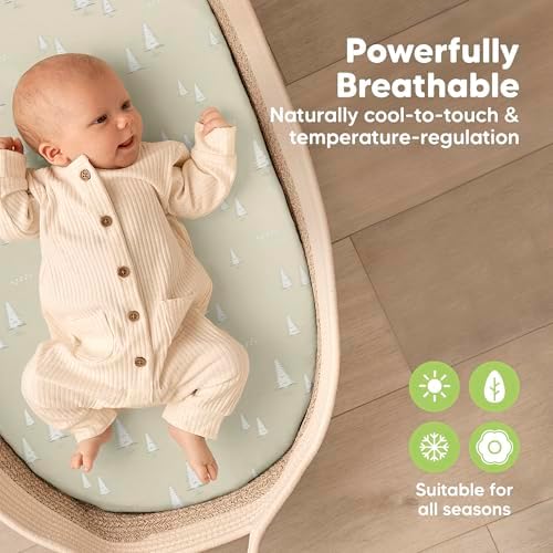 2-Pack Baby Bassinet Sheets Girl, 33x17 Bedside Sheets - Image 4