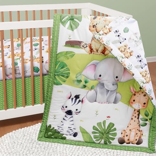 Baby Crib Bedding Set Safari Neutral Crib Nursery Comforter Bed Sets Decor - Image 5