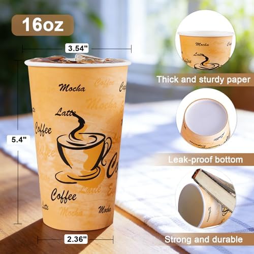 Lamosi 180 Pack 16 oz Coffee Cups, Disposable Paper Cups No Lids - Image 2