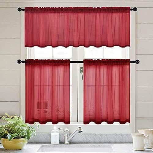 MIULEE Burgundy Red Window Valance 1 Panel 54W x 18L - Image 6
