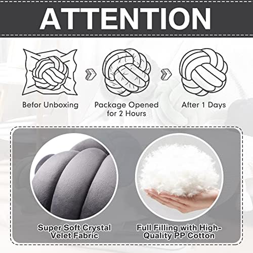 Namalu 10.6 Inches 2 Pcs Knot Pillow Decorative Throw Pillow, Dark Gray - Image 4