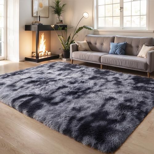 KICHOWUA 4x6 Thick Dark Grey Fluffy Shag Plush Washable Rug - Image 6