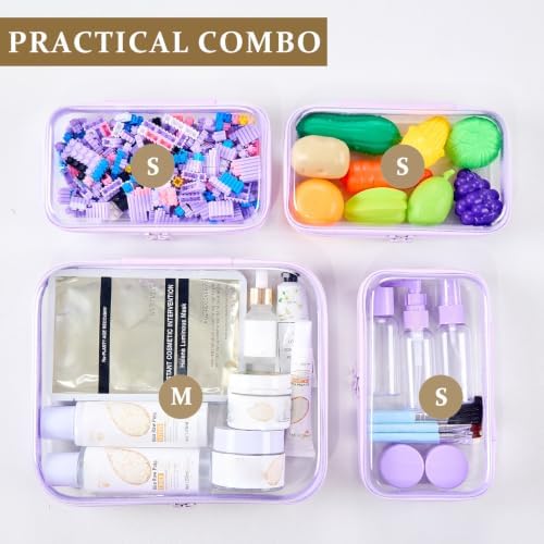 4 pcs Clear Zipper Pouches, Hard Shell Zipper Case, Toiletry Bag - Image 3