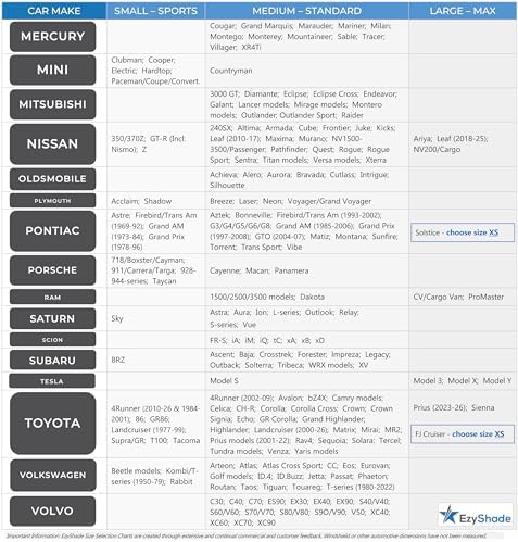EzyShade Car Windshield Sun Shade. See Vehicle Size-Chart. Medium Size - Image 6