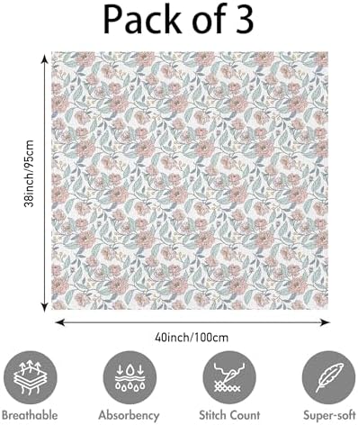 Muslin Swaddle Blankets for Newborn, 3 Pack Breathable Soft Receiving Blanket - Image 5