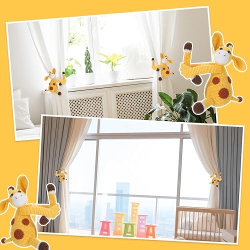 Moukeren Safari Animals Curtain Tie Back Giraffe Shape Curtain Tie Back Jungle - Image 3