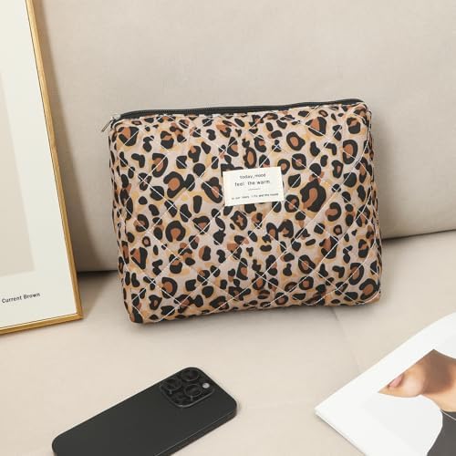 uekeboag Quilted Cotton Makeup Bag 2Pcs Coquette Cosmetic Bag, Large Soft - Image 4