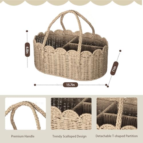 Diaper Caddy Organizer, Paper Rope Storage Baskets Nursery Bin - Image 3