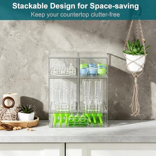 Baby Bottle Organizer for Countertop, Food-grade Stackable Acrylic Storage - Image 3