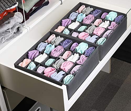Simple Houseware 2 Pack Closet Sock Organizer, 24 Cell, Dark Gray - Image 4