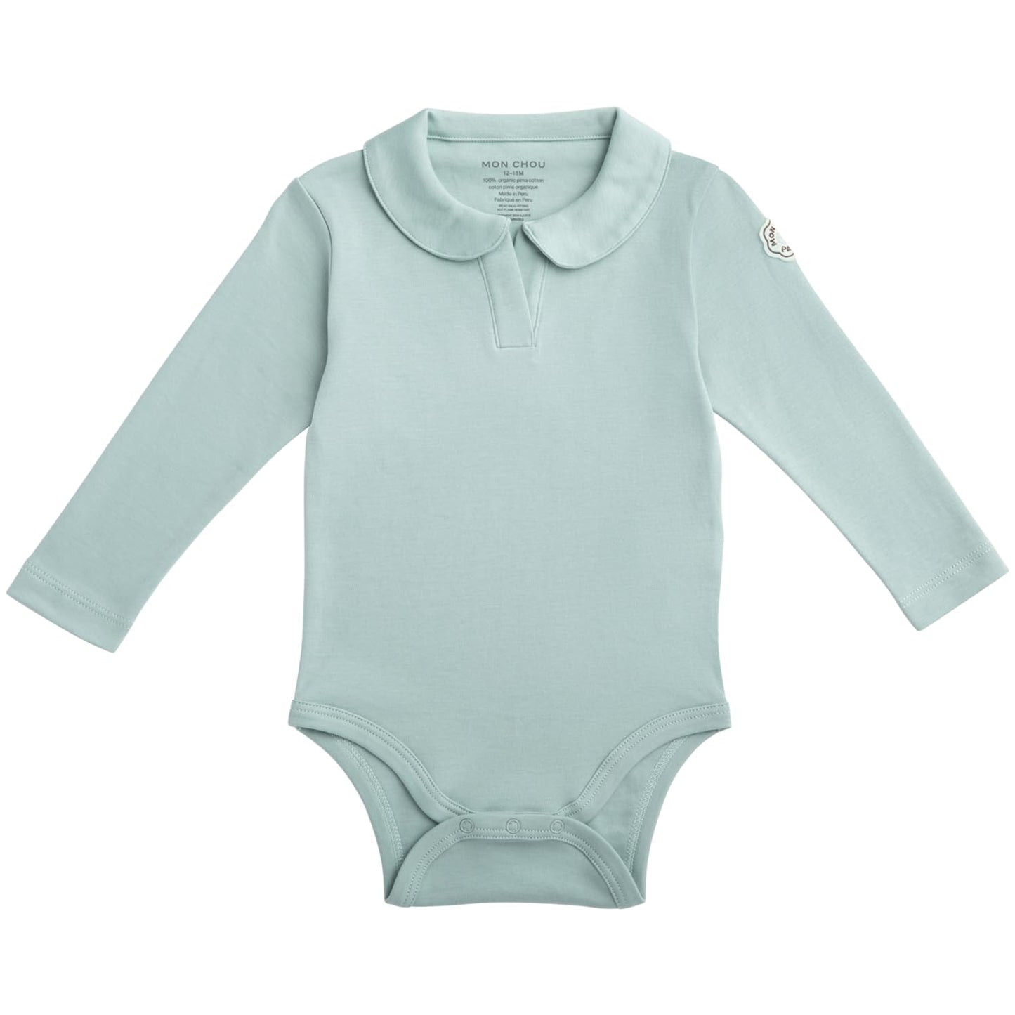 MON CHOU Premium Long Sleeve Bodysuit - Luxuriously Soft, 100% Pima Cotton Baby Bodysuit with Collar - Organic Cotton Baby Clothes (Meadow, 3-6 Months)