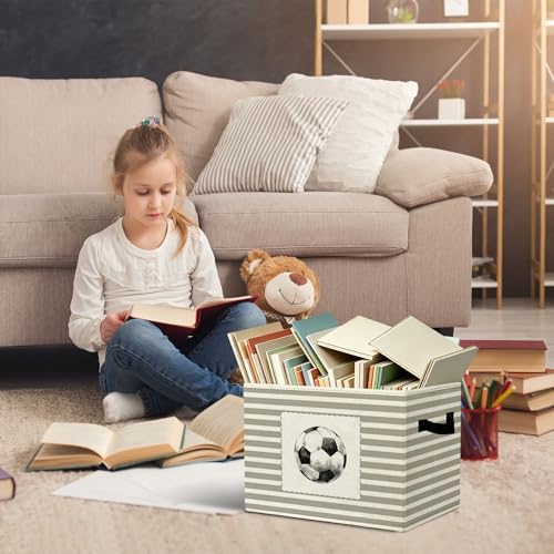 Rustic Soccer Ball Storage Bins Boxes Handles - Image 5