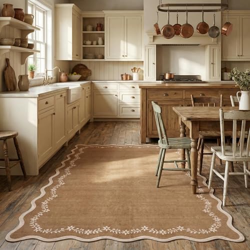 GarveeHome 3x5 Scalloped Washable Area Rug Non Slip Bedroom Entryway Rug - Image 3
