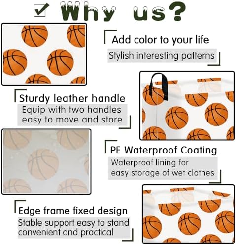 FXOLCSHE Rectangular Basketball Basket, Canvas Basketball Laundry Basket - Image 6