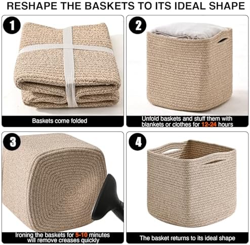 ICERZCZ 11 Inch Cube Storage Bins, Woven Baskets, Mixed Brown - Image 7