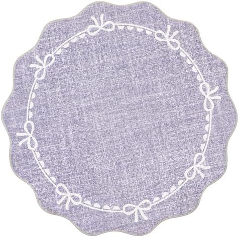 GarveeHome 4ft Round Rugs Washable Scalloped Bow Rug - Image 4