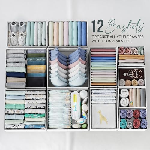 Drawer Organizer Clothes Set of 12 White-Grey - Image 4