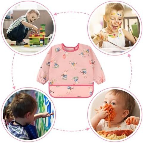 Accmor 5 Pack Long Sleeve Bibs, Baby Smock Waterproof Sleeved Bib Smock - Image 6