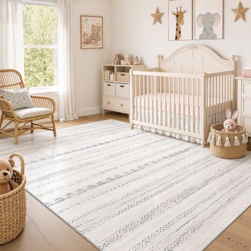 Nakagishi Boho 11x14 Area Rug Living Room Rugs Machine Washable Gray - Image 7