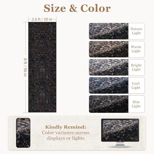 Tree of Life 2.6x8 Runner Rug for Hallways Non Slip, Low Pile Thin Washable - Image 2