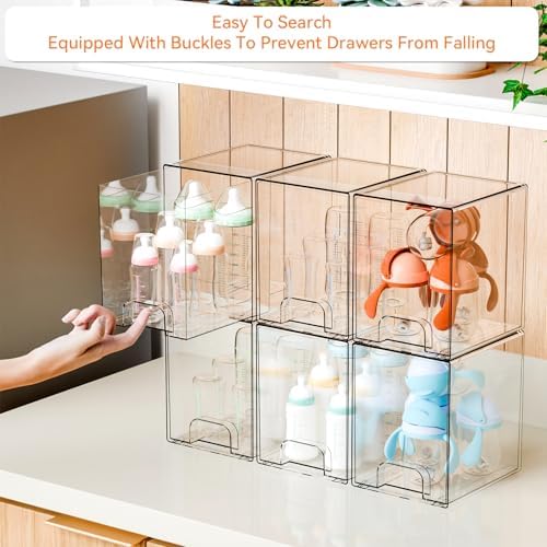 Yieach 7.5" High Stackable Storage Bins, 2 Pack Bottle Station and Baby Bottle - Image 5