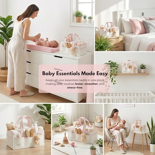 PeraBella Baby Diaper Caddy Organizer, Baby Basket Shower Gift Caddy, Portable - Image 3