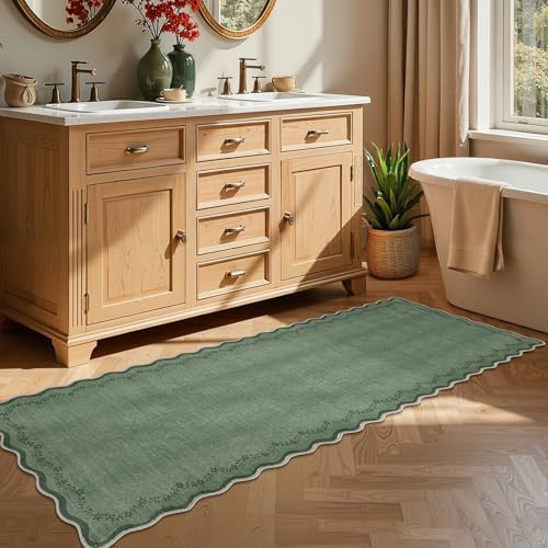 GarveeHome 2.5x8 Scalloped Washable Runner Rug Non Slip Hallway Kitchen Rug - Image 2