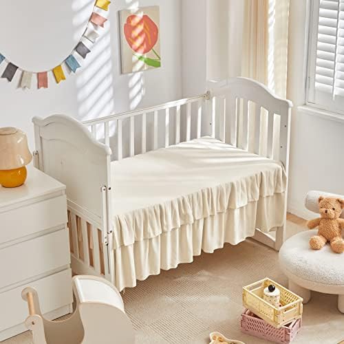 Tufted Ruffle Crib Bedding Set 3 Pieces Baby Boho Quilted Comforter - Image 5