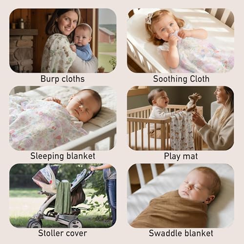 GLLQUEN BABY Muslin Swaddle Blankets 2Pk Receiving Blanket Large 35" x 40" - Image 4