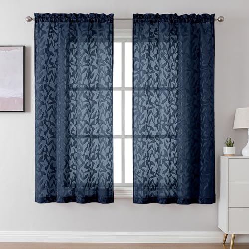 Lecloud Leia Navy Blue Sheer Curtains by Lecloud