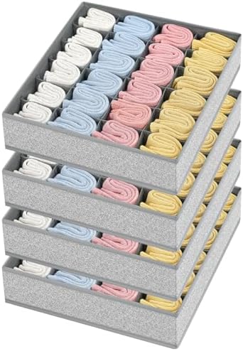 Joyoldelf Sock Drawer Organizer Divider Underwear Organizer 24-cell Fabric by APPRECIATELIFERELAXYOURSOUL