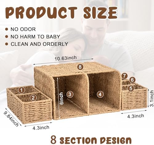 Large Wicker Diaper Caddy Changing Table Organizer - Image 2