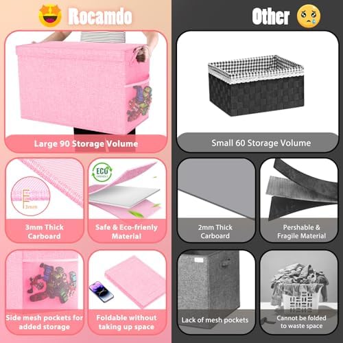 Large Toy Storage Box with Lid & Dividers, Collapsible Kids Toy Chest - Image 5