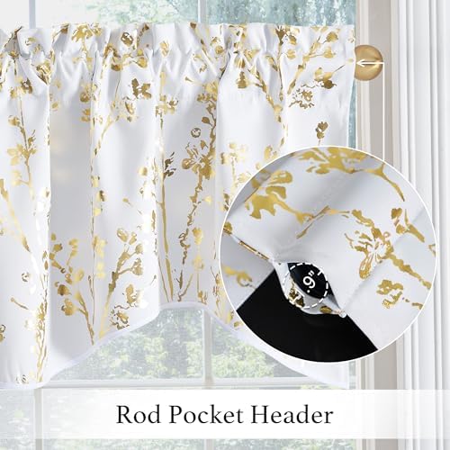 NICETOWN White Blackout Floral Kitchen Valances - Image 3